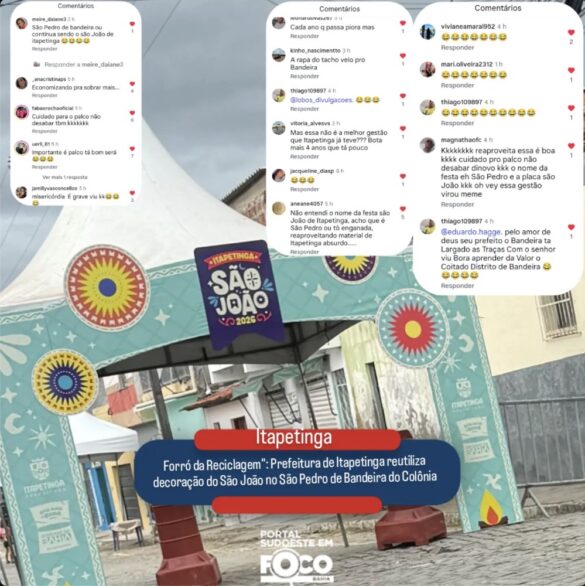 "Forró da Reciclagem": Prefeitura de Itapetinga reutiliza decoração do São João em São Pedro do Bandeira do Colônia