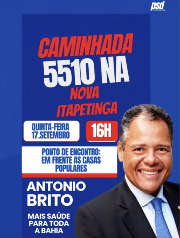 Ao lado de Rodrigo Hagge e apoiadores de ACM Neto, Antônio Brito realiza caminhada nesta quinta feira em Itapetinga